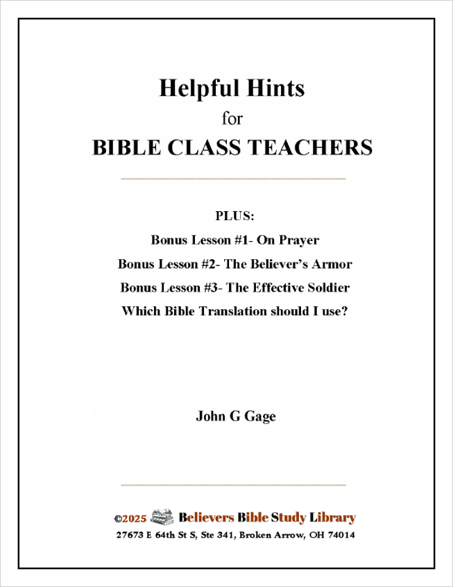 Helpful Hints for Bible Class Teachers